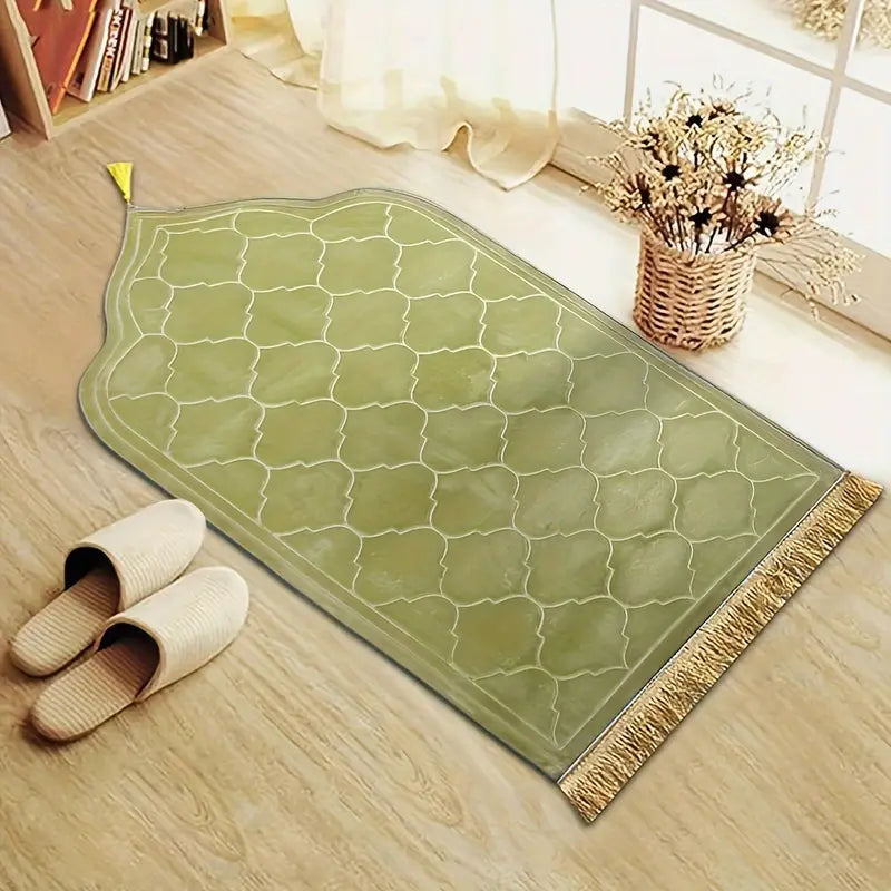 Tekli Lüks Kalın Flanel Seccade (Kaymaz, Yumuşak & Dayanıklı Püsküllü)